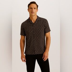 Ted Baker | Button Down Pineapple Shirt in Blue Size XL